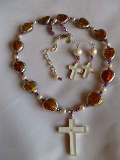 White Cross Mustard Seed Necklace